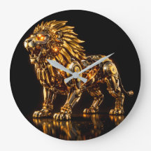 Majestueuze Steampunk Gouden Leeuw Wandklok