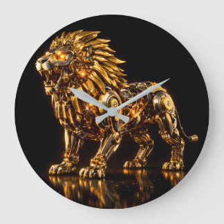 Majestueuze Steampunk Gouden Leeuw Wandklok