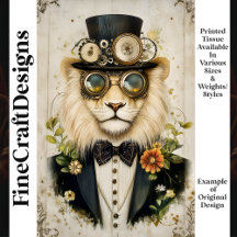 Majestueuze Steampunk Leeuw Met Hoed K1 Decoupage