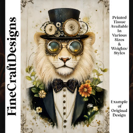 Majestueuze Steampunk Leeuw Met Hoed K1 Decoupage Tissuepapier
