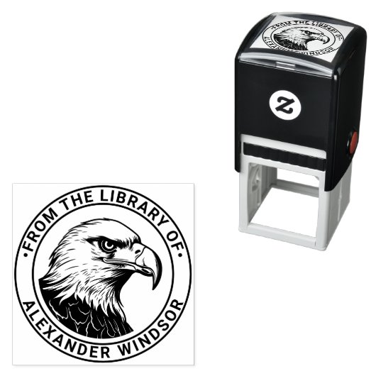 Majestueuze Steenarend Kop #5 Bibliotheek Boek Naa Zelfinktende Stempel (In situ)