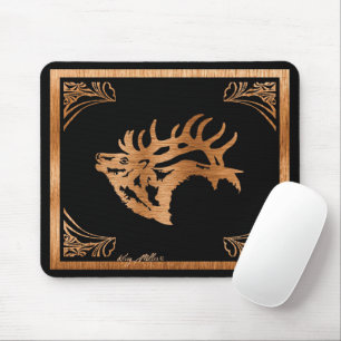 Majestueuze stier eland houten silhouet muismat