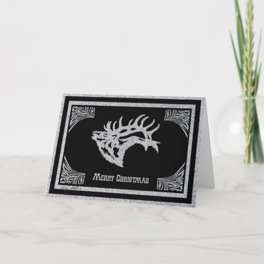 Majestueuze stier eland silhouet feestdagen kaart (Voorkant)