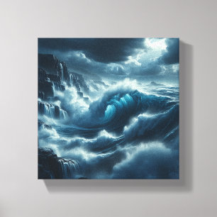 Majestueuze stormachtige oceaangolven dramatische canvas afdruk