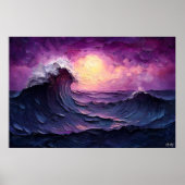Majestueuze Sunset Wave in getextureerde oliestijl Poster (Voorkant)