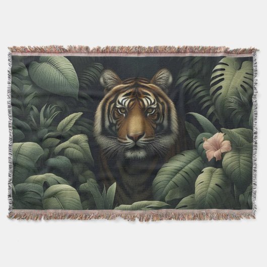 Majestueuze Tiger geweven deken en wandtapijt (Voorkant)