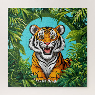 Majestueuze Tijger die Brult in een Levendig Oerwo Legpuzzel