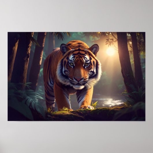 Majestueuze Tijger In Bos Poster (Voorkant)