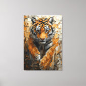 Majestueuze tijger in dynamische impasto-beweging canvas afdruk (Voorkant)