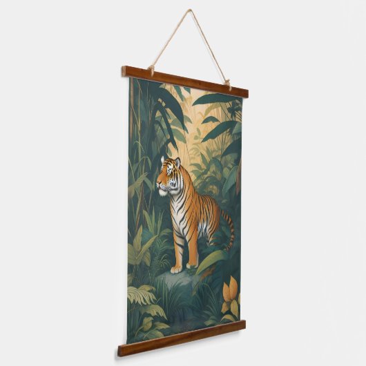 Majestueuze tijger in het Oerwoud Elegant Wildlife Hangend Wandkleed (Gebogen)