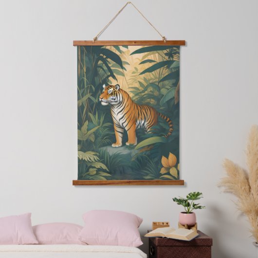 Majestueuze tijger in het Oerwoud Elegant Wildlife Hangend Wandkleed (Slaapkamer)