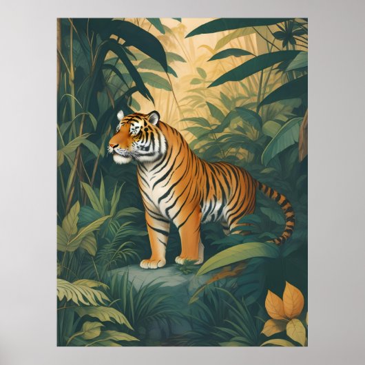 Majestueuze tijger in het Oerwoud Elegant Wildlife Poster (Voorkant)