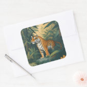 Majestueuze tijger in het Oerwoud Elegant Wildlife Vierkante Sticker (Envelop)