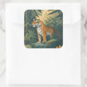 Majestueuze tijger in het Oerwoud Elegant Wildlife Vierkante Sticker (Tas)