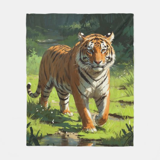 Majestueuze tijger in het wilde schilderij fleece deken (Voorkant)