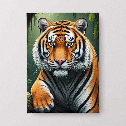 Majestueuze Tijger in Jungle Button (Voorkant)