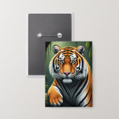 Majestueuze Tijger in Jungle Button (Voorkant / Achterkant)