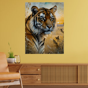 Majestueuze tijger in Waterverf Poster