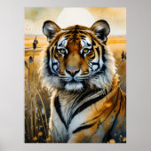 Majestueuze tijger in Waterverf Poster (Voorkant)