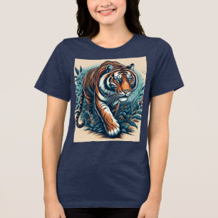 "Majestueuze Tijger – Kracht en Gratie in Beweging Tri-Blend Shirt