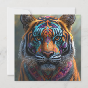 Majestueuze tijger met levendige Tribal Face Paint