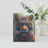 Majestueuze tijger met levendige Tribal Face Paint Briefkaart (Staand voorkant)