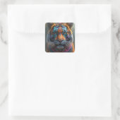 Majestueuze tijger met levendige Tribal Face Paint Vierkante Sticker (Tas)