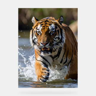 Majestueuze Tijger Rent Door Water Acryl Bord