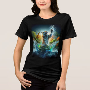 Majestueuze Tijger Rijzend uit Water Tri-Blend Shirt