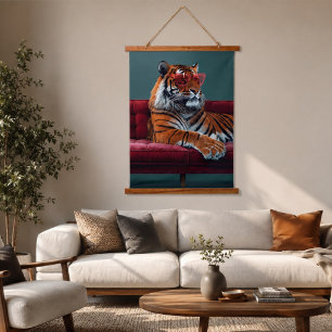 Majestueuze Tijger – Vintage Dieren Wandtapijt Hangend Wandkleed
