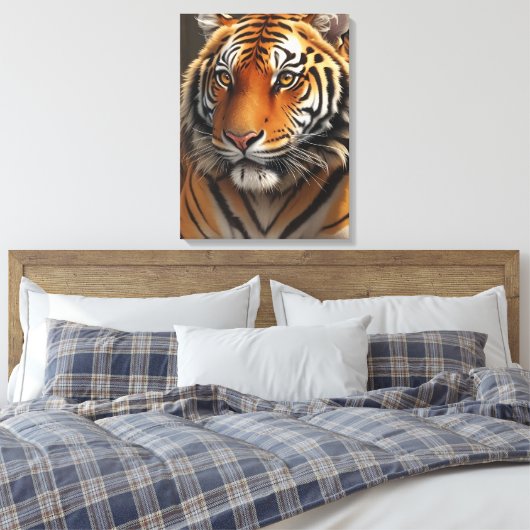 Majestueuze tijgerolieverfschilderij canvas afdruk (Insitu (Slaapkamer))