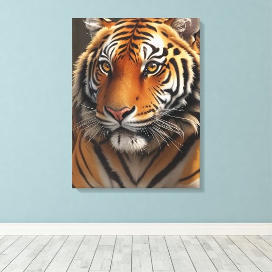 Majestueuze tijgerolieverfschilderij canvas afdruk (Insitu (Houten vloer))