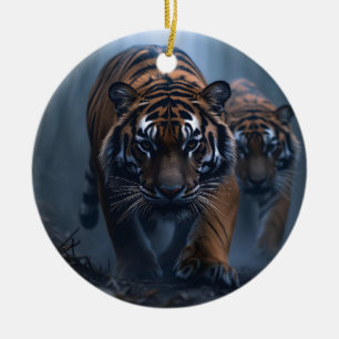 Majestueuze tijgers in een mistig Oerwoud Keramisch Ornament