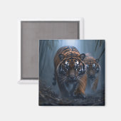 Majestueuze tijgers in een mistig Oerwoud Magneet (Voorkant / Achterkant)