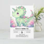 Majestueuze Triceratops Dinosaurus Digitale Verjaa Kaart (Staand voorkant)