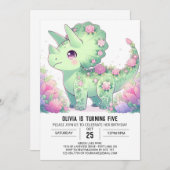 Majestueuze Triceratops Dinosaurus Digitale Verjaa Kaart (Voorkant / Achterkant)