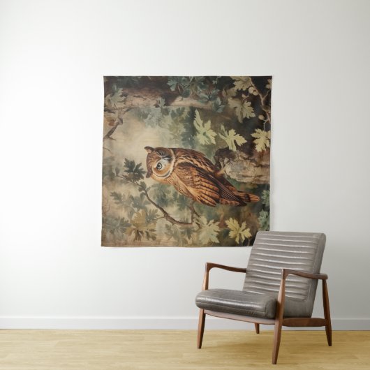 Majestueuze uil in een bos wandkleed (In situ)