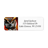 Majestueuze Uil met Red Leaf Ai Art Etiket (Voorkant)