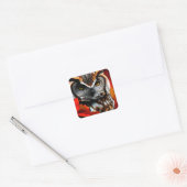 Majestueuze Uil met Red Leaf Ai Art Vierkante Sticker (Envelop)