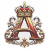 Majestueuze versierde letter A met kroon Sticker (Voorkant)