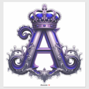 Majestueuze Versierde Letter A met Kroon Sticker