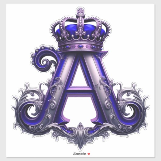 Majestueuze versierde letter A met kroon Sticker (Vel)