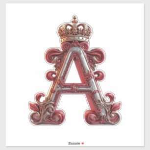 Majestueuze versierde letter A met kroon Sticker