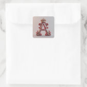 Majestueuze versierde letter A met kroon Vierkante Sticker (Tas)