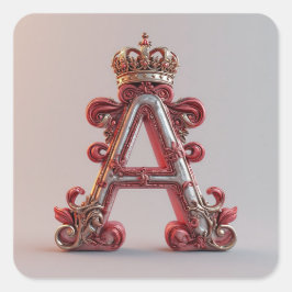 Majestueuze versierde letter A met kroon Vierkante Sticker