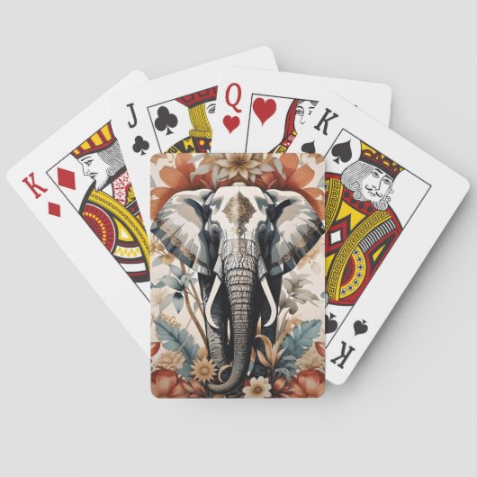 Majestueuze versierde olifant wilde dieren pokerkaarten (Achterkant)