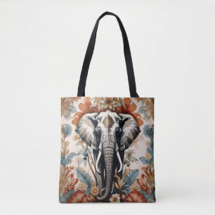 Majestueuze versierde olifant wilde dieren tote bag