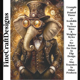 Majestueuze Versierde Steampunk Olifant AT3 Decoup Tissuepapier
