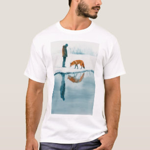 Majestueuze Vos Wandelen Naast Snow River Reflecti T-shirt