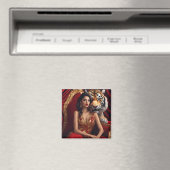 Majestueuze vrouw met tijger | Luxe Kracht Muur A Magneet (Insitu (Vaatwasser))